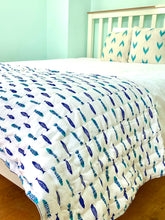 Load image into Gallery viewer, Blue &amp; White Fishy Fishy Reversible Quilt Single/Twin
