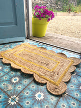 Load image into Gallery viewer, Scalloped Jute Doormat Yellow Small
